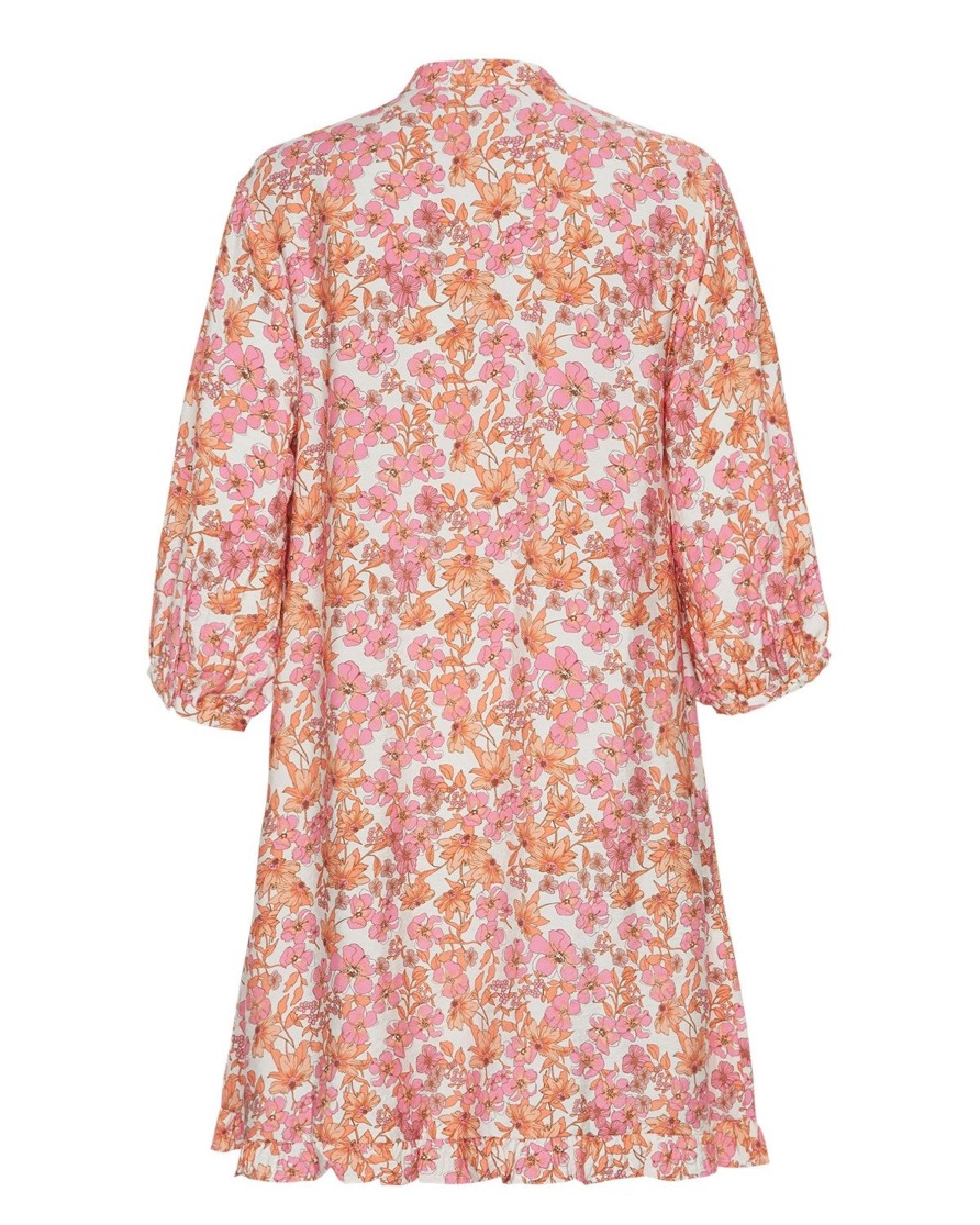 Moss Copenhagen Adanaya Ladonna 3/4 Shirt Dress A Pink Flower | Kjoler