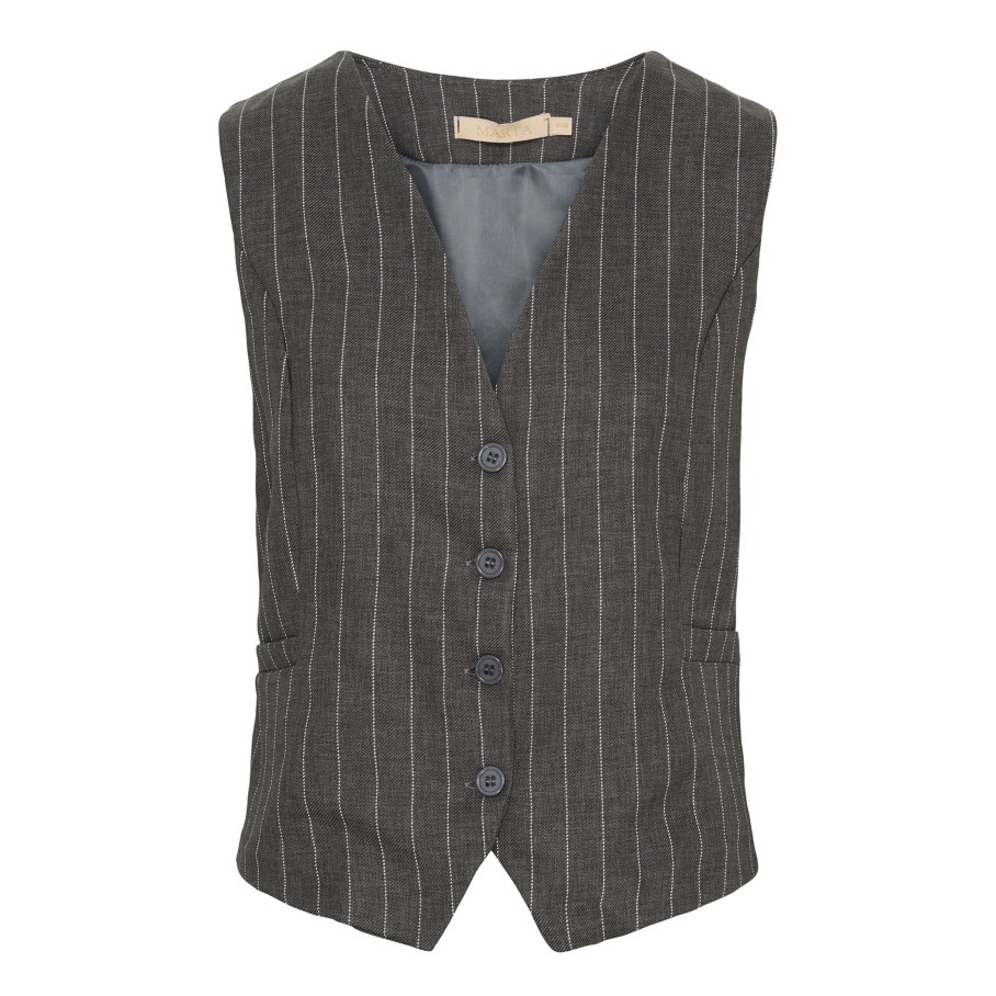 Marta du Chateau 81093-1 Vest Mdcsolveig Grey Stripe | Veste