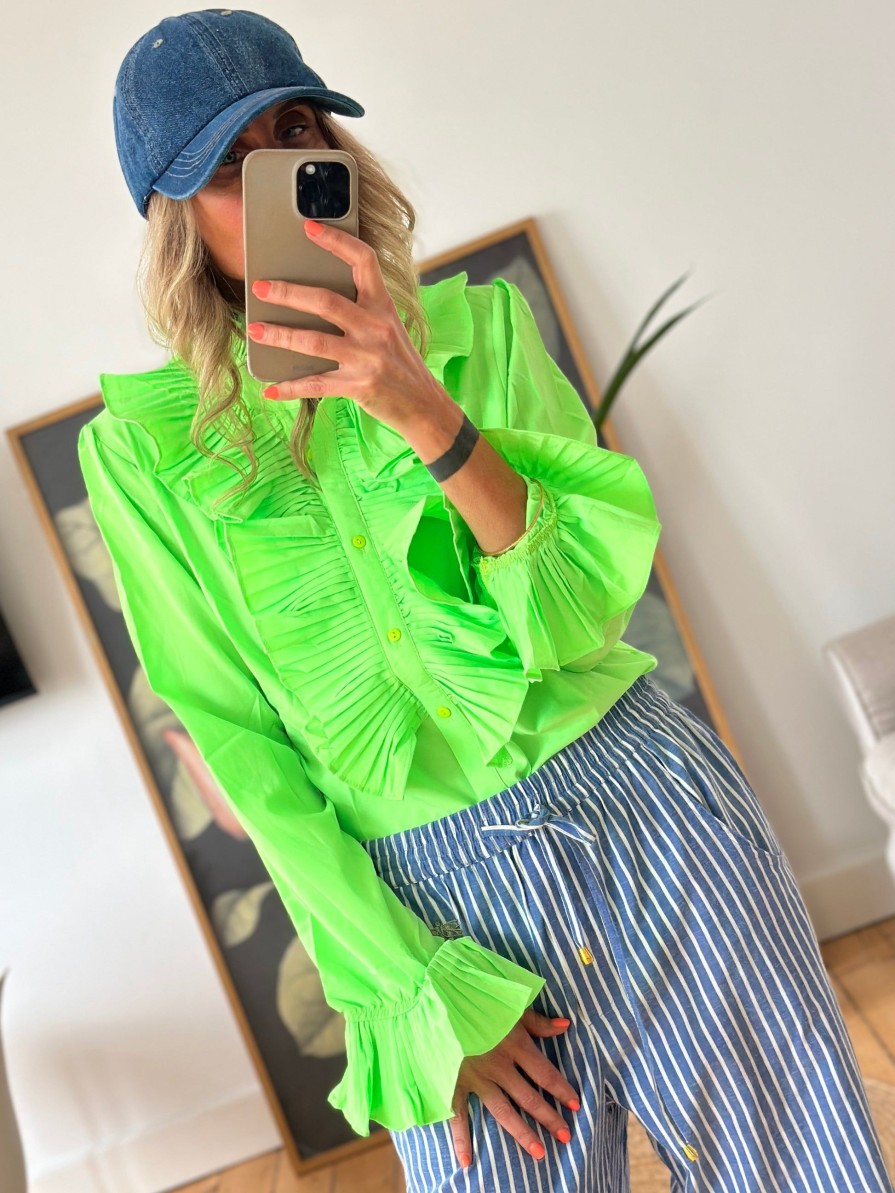 Gown Vigga Flaeseskjorte Neon Green | Skjorter