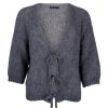 Black Colour Casey Bow Cardigan Grey | Strik