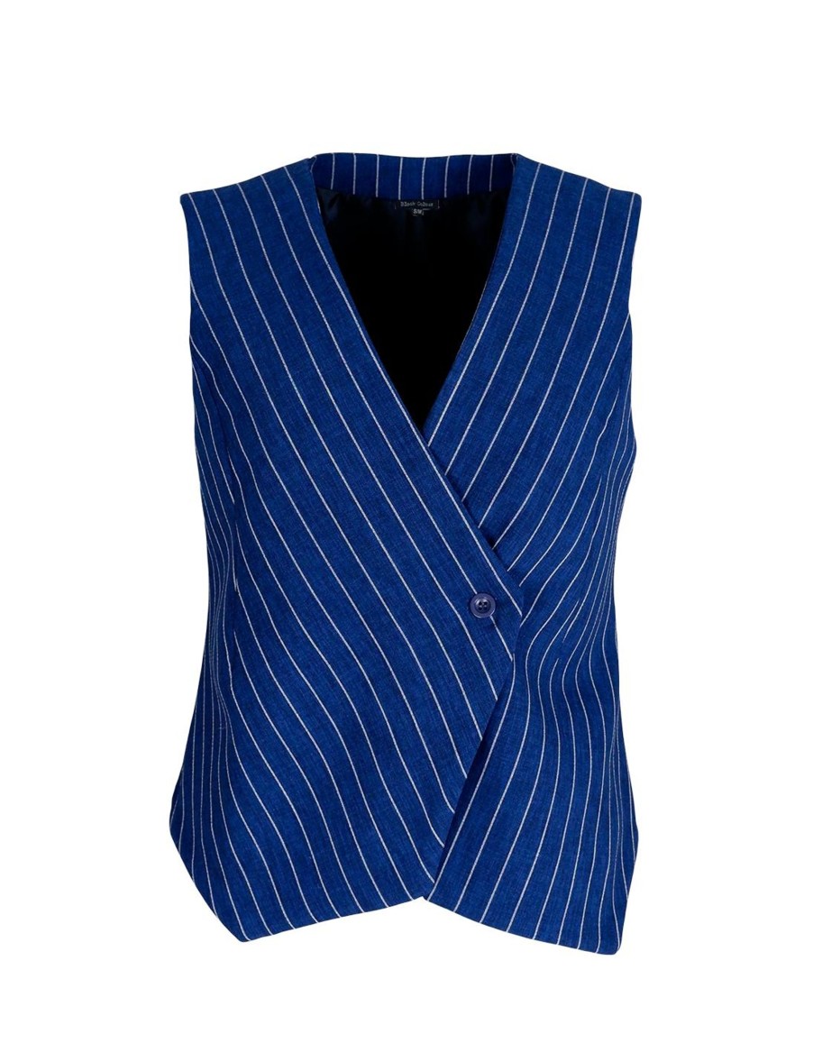 Black Colour Chicago Vest Blue Stripe | Veste