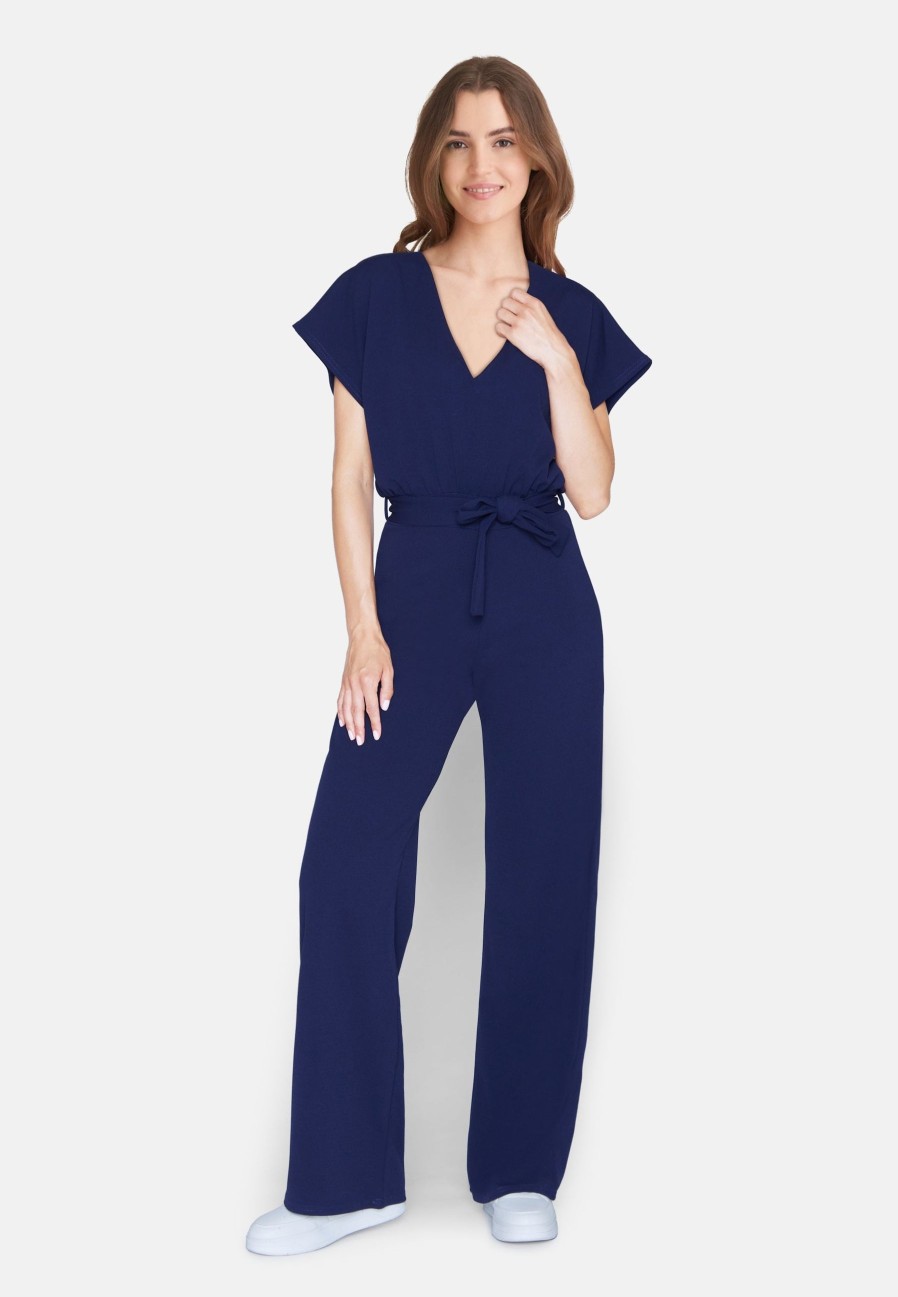 Sisters Point Girl Jumpsuit V Navy | Jumpsuits