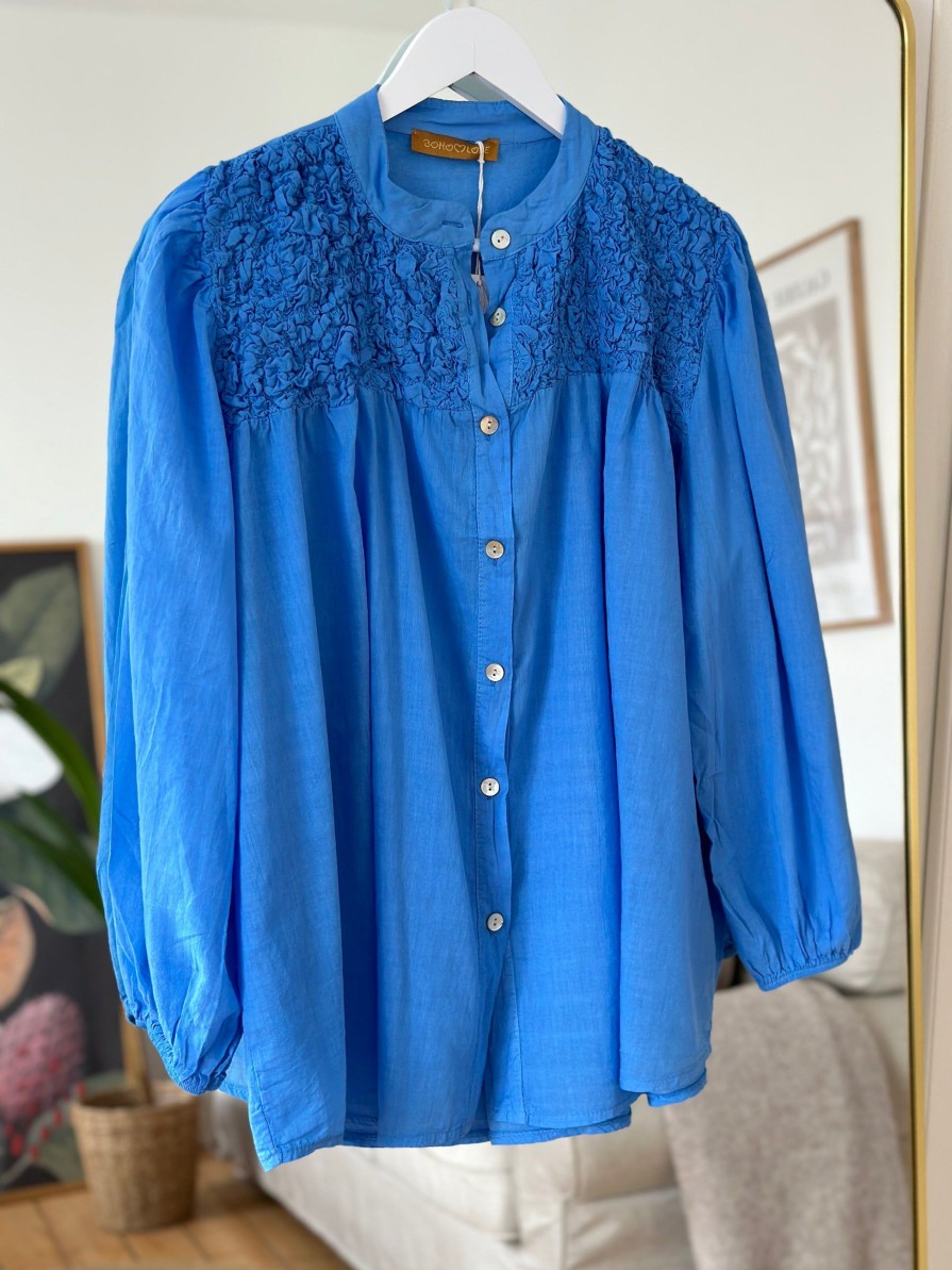 Boho Love Skjorte Med Smock Blue | Skjorter