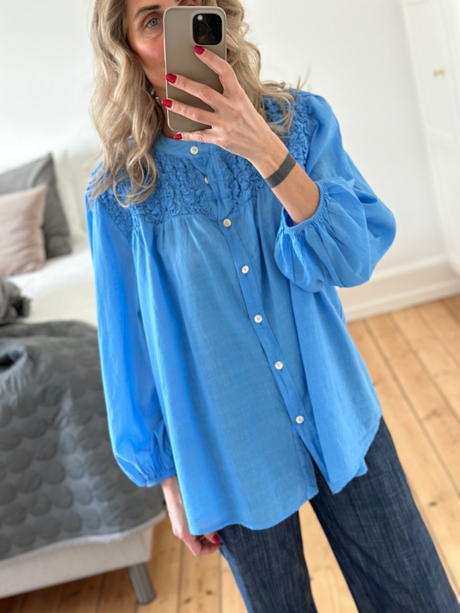 Boho Love Skjorte Med Smock Blue | Skjorter