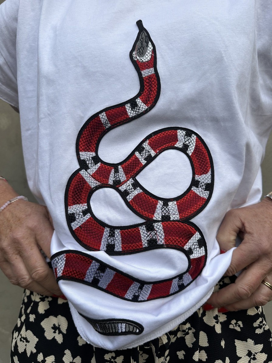 Gaspar Snake Boxy T-Shirt White | T-Shirts