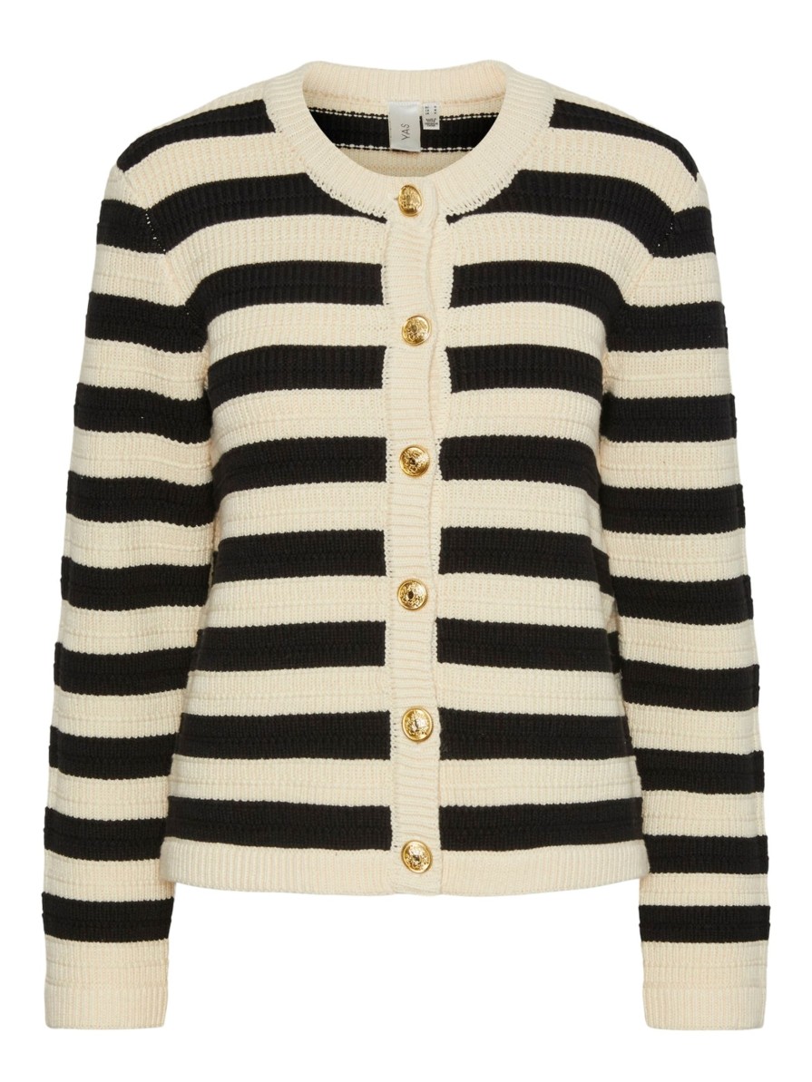 YAS Yassirika Ls Knit Cardigan Black/White | Strik