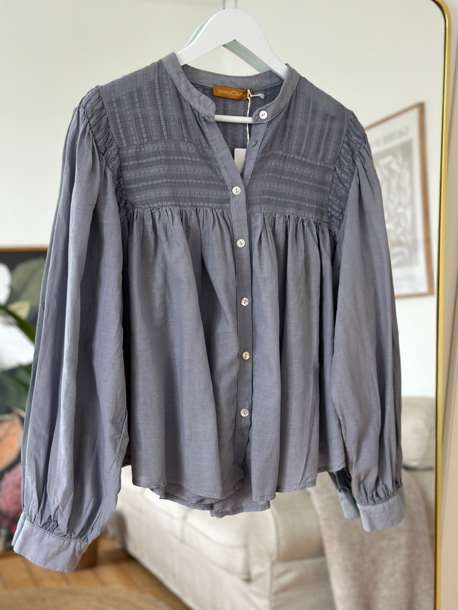 Boho Love Line Skjorte Grey | Bluser