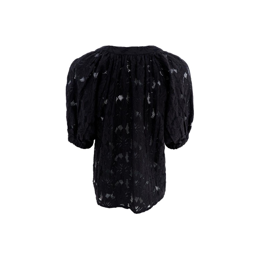 Black Colour Bcnelly Flower S/S Puff Blouse Black | Bluser