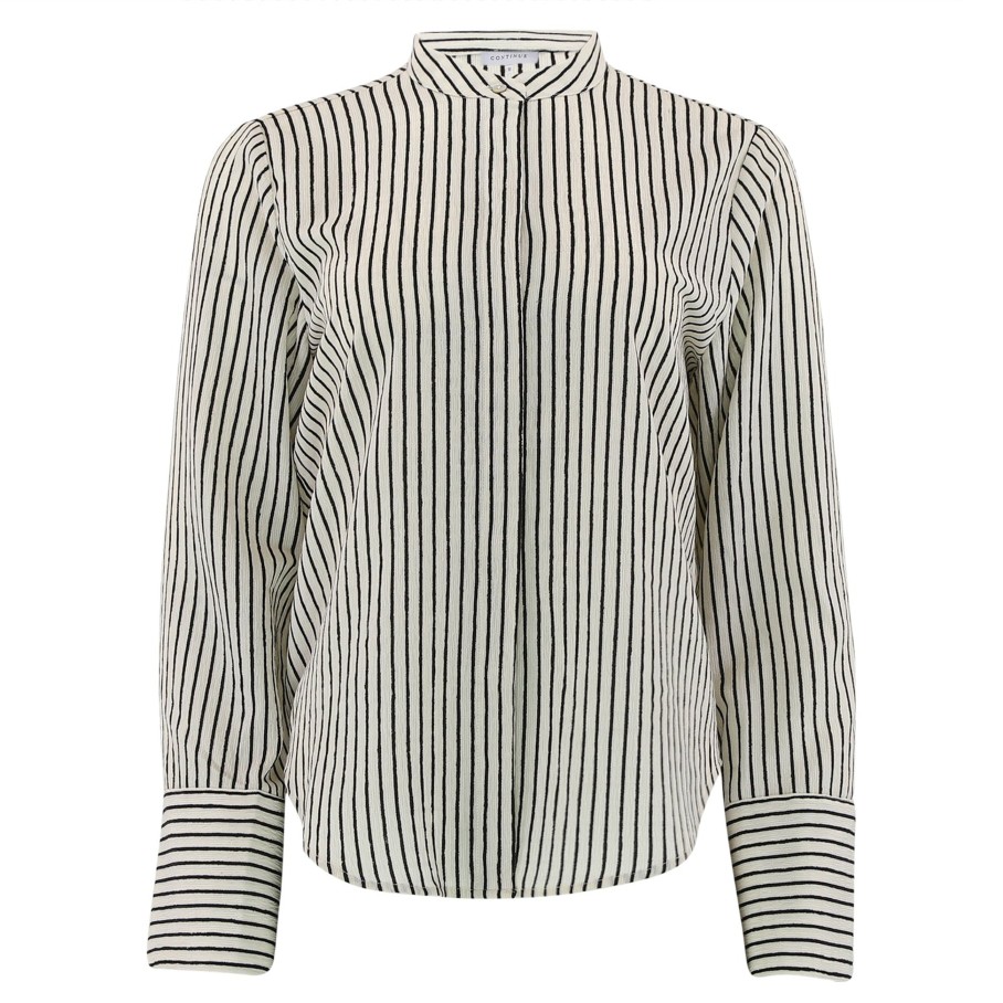 Continue Selma Stripe Shirt Offwhite With Black Stripes | Bluser