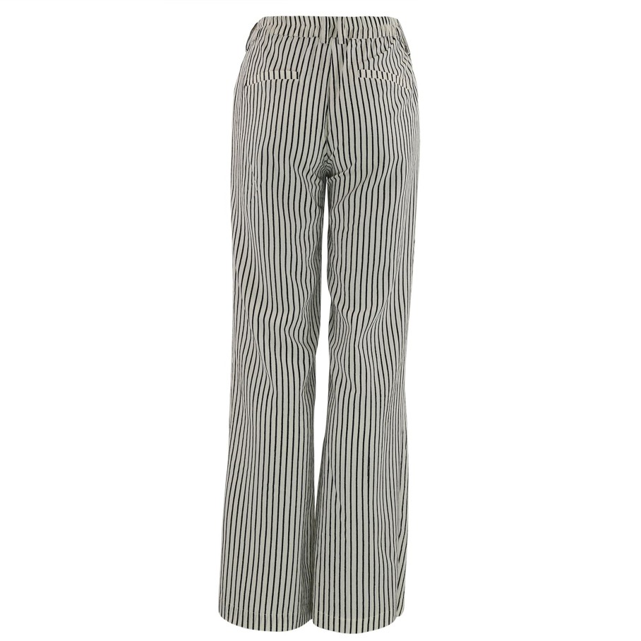 Continue Roberta Stripe Pant Offwhite With Black Stripes | Bukser