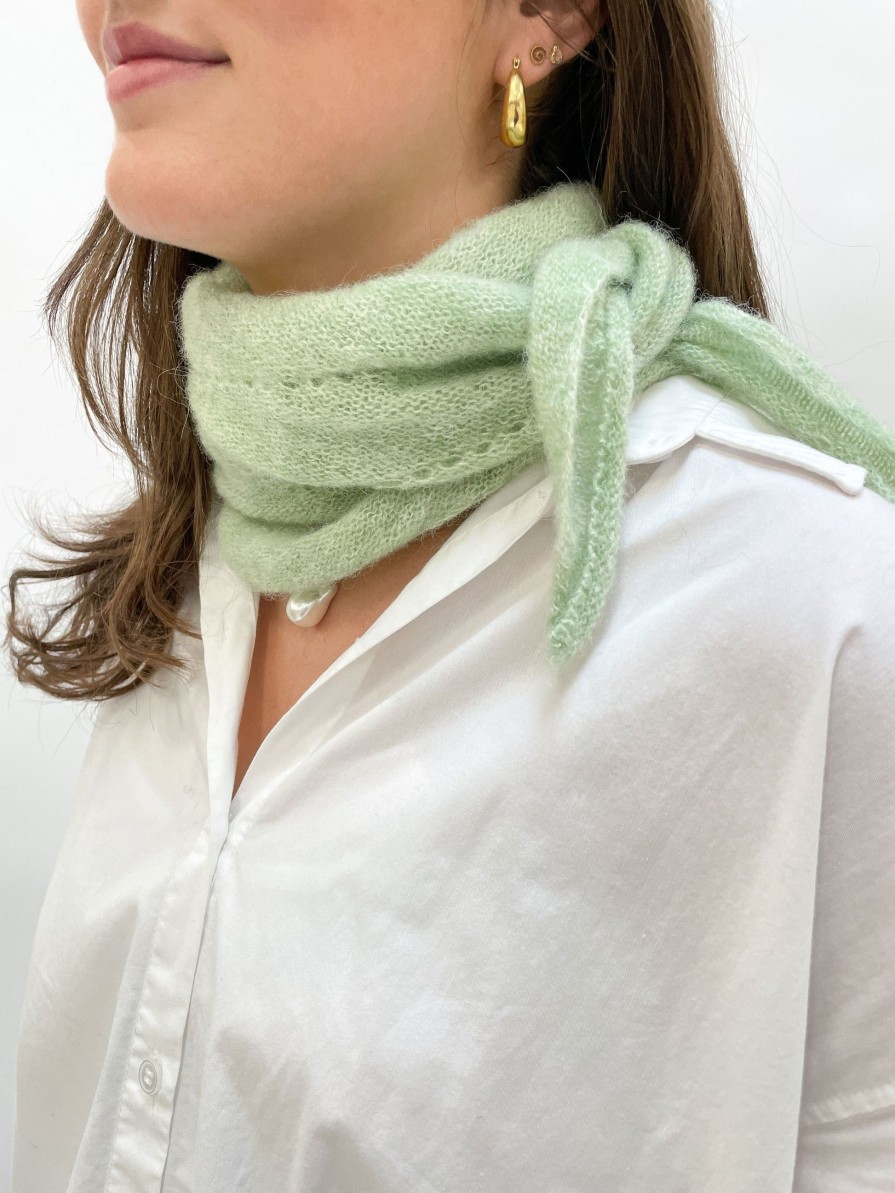 Black Colour Bcdell Knitted Mini Scarf Sage Green | Torklaeder