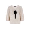 Black Colour Casey Bow Jumper Ivory/Black | Strik