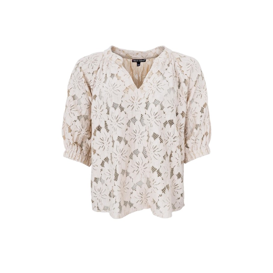 Black Colour Bcnelly Flower S/S Puff Blouse Champagne | Bluser