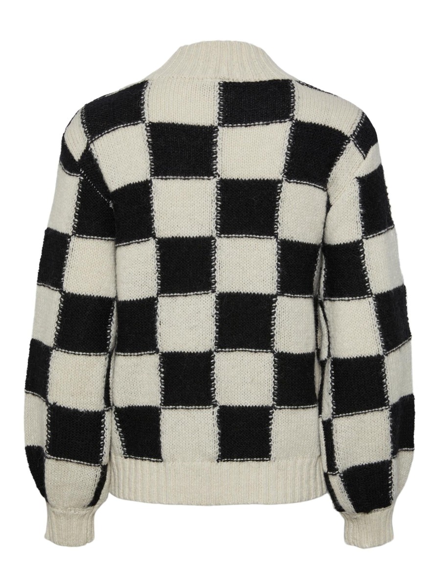 YAS Chess Knit Pullover Black/White | Strik